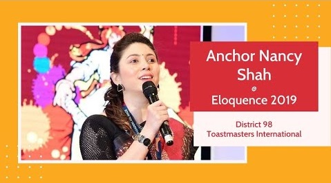 Anchor Nancy Shah Eloquence 2019 District 98 Toastmaster International